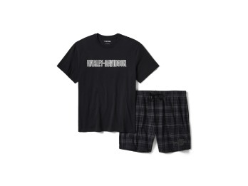 Plaid Pajama Shorts Set Herren Schlafanzug Set