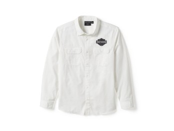 Bar & Shield Solid Long Sleeve Shirt Heren Long Sleeve Shirt Wit
