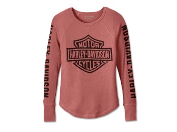 Authentic Bar & Shield Rib-Knit Top Mahagony Damen Longssleve Shirt