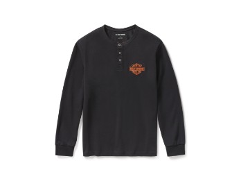 Racer Font Henley Herren Sweat Shirt Schwarz Orange