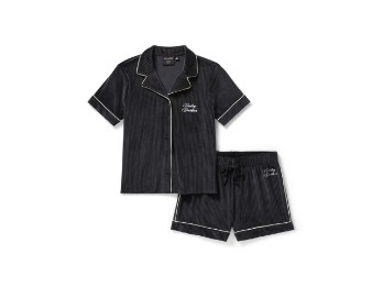Velour Pajama Short Set Damen Schlafanzug Set (Shirt + Hose)