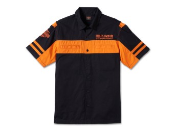 120th Anniversary Shirt Harley Orange kurzarm Hemd
