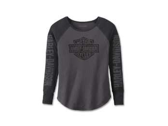 Authentic Bar & Shield Rib-Knit Top Blackened Pearl Damen Longsleeve Shirt