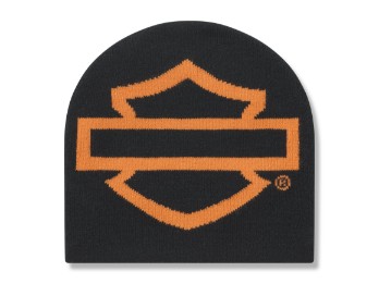 Open Bar & Shield Beanie Harley Black Mütze Schwarz Orange Einheitsgröße
