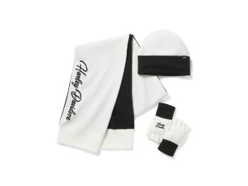 Harley Holidays Cadeauset Cloud Dancer Hoed, Sjaal, Handschoenen voor Dames Wit-Zwart