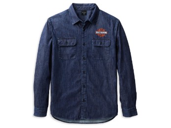 B&S Denim Blue Shirt Camicia a maniche lunghe da uomo