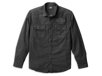 B&S Denim Black Shirt langarm Hemd
