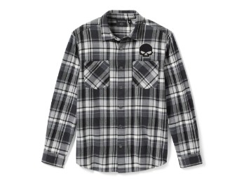 Willie G Skull Plaid Long Sleeve Shirt langarm Hemd