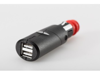 Двойная USB-розетка для зарядки с универсальным штекером для прикуривателя 2.100 мА 12В