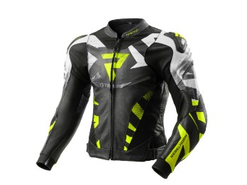 Inferno Leder Motorrad Jacke Schwarz Neongelb