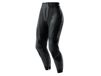 Diva sportieve leren motorbroek voor dames, zwart