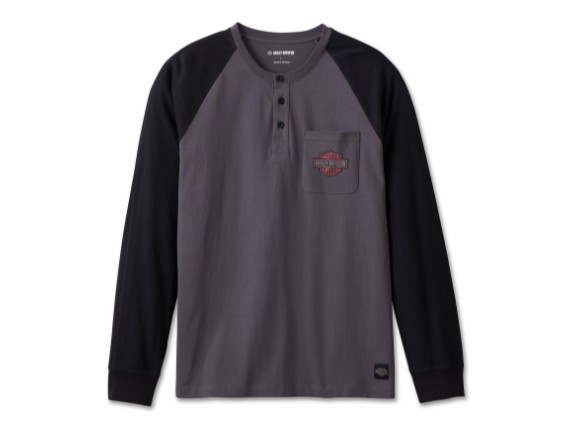 96546-23VM/000L, LONGSLEEVE HARLEY CLUB CREW HENLEY