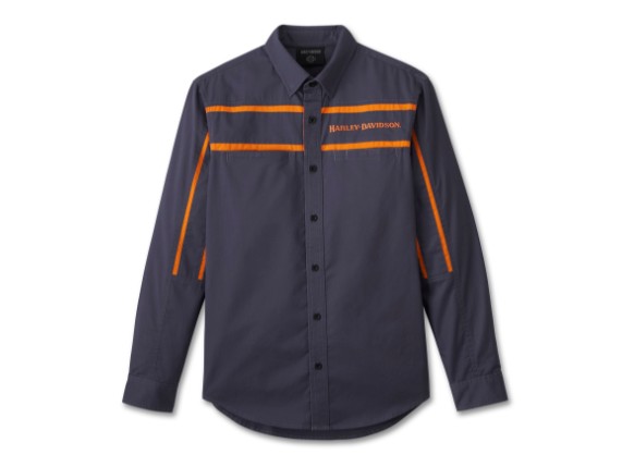 96564-24VM/000L, HEMD HARLEY RACE STRIPES L/S