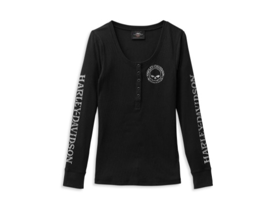 99099-22VW/000L, LONGSLEEVE HARLEY SKULL SNAP FRONT