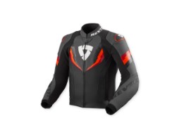 Quantum 3 Lederjacke Schwarz-Neonrot