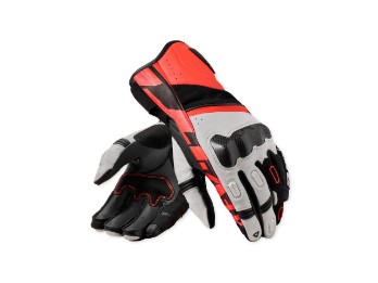 RSR 5 Lederhandschuh Weiss-Neon Rot