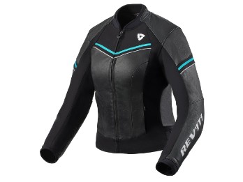 Median Ladies Lederjacke Schwarz-Türkis
