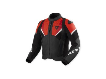Automate Lederjacke Schwarz-Neonrot