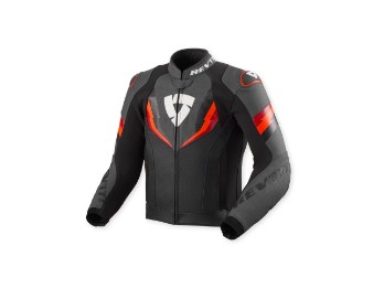 Quantum 3 Lederjacke Schwarz-Neonrot