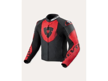 Argon 3 Lederjacke Schwarz-Neon Rot