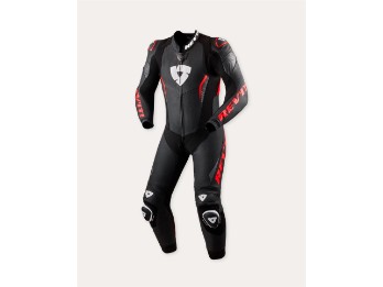 Argon 3 Lederkombi einteilig Schwarz-Neon Rot