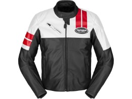 Roar Motorrad-Lederjacke schwarz-rot-weiß