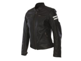 Motorrad-Lederjacke RETRO für Damen Größe T5/44, schwarz-weiss