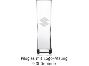 Pilsglas SUZUKI mit Logo Prägung