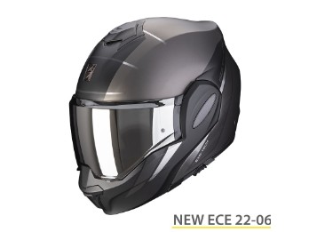 Klapphelm Scorpion EXO TECH EVO Primus matt-silber-schwarz