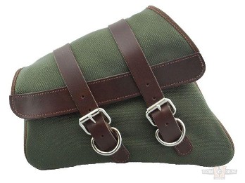 04-UP Sportster Canvas Left Side Sa ddle Bag - Army Green wit