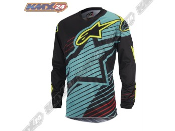 Alpinestars Racer Braap Jersey Motocross Shirt petrol/schwarz/gelb