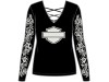 96644-25VW/002S, TEE-KNIT,BLING,LACE BK,CHROME/