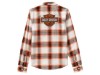 99258-25VW/000S, SHIRT-WOVEN,OFF WHITE/ORANGE P