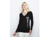 HT4949BLK-XS, Damen Longsleeve ''Check Flag''