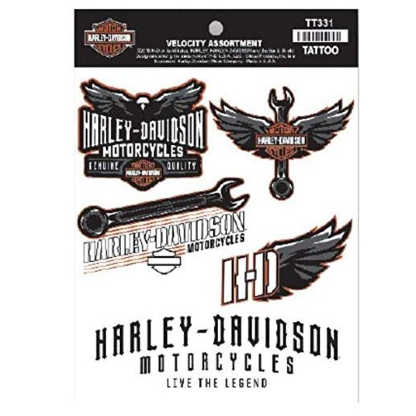 22 Stk Harley Davidson Aufkleber mit Übertragungsfolie Schwarz