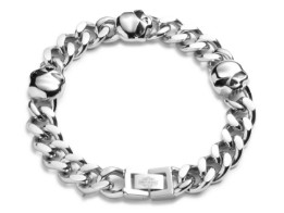 Armand " Harley-Davidson® Men's 9 in. Willie G Skull Curb Chain Bracelet, Stainless Steel"