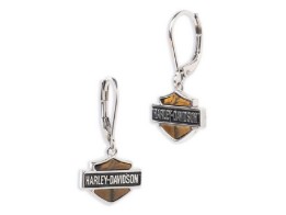 Ohrringe "Harley-Davidson® Women's Tiger's Eye H-D Bar & Shield Logo Drop Earrings, Silver"