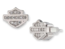 Ohringe "Harley-Davidson® Women's 8mm Bling Bar & Shield Stud Earrings, Sterling Silver"