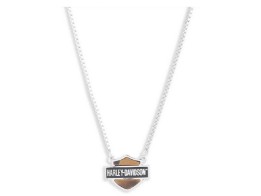 Kette "Harley-Davidson® Women's 16 in. Tiger's Eye Bar & Shield Logo Necklace, Silver"