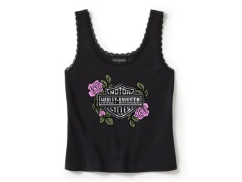 Top "Rose & Thorn Bling Lace Trim Tank"