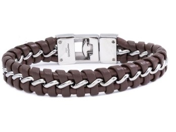 Armband "H-D Steel Curb Link & Brown"