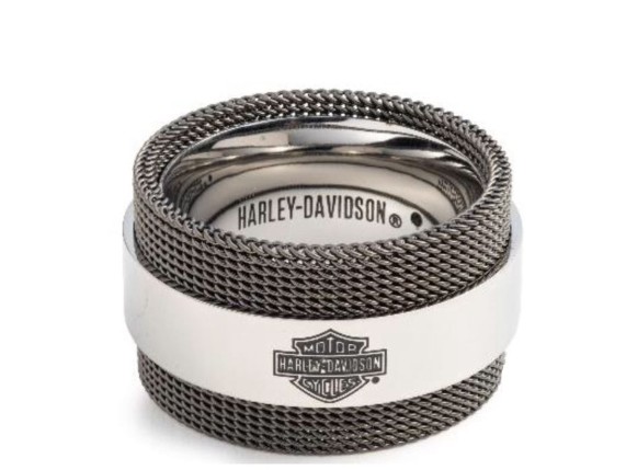 34R00321, Herrenring "B&S Logo Mesh Chain-SLV"