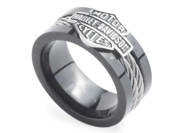 34R00516 - SZ10, Ring ''Steel Cable Band-BLK'