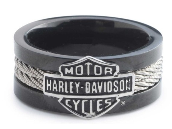 34R00516 - SZ10, Ring ''Steel Cable Band-BLK'