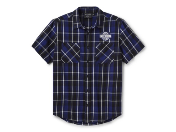 96188-26VM/000M, SHIRT-WOVEN,DARK BLUE/OFF WHIT