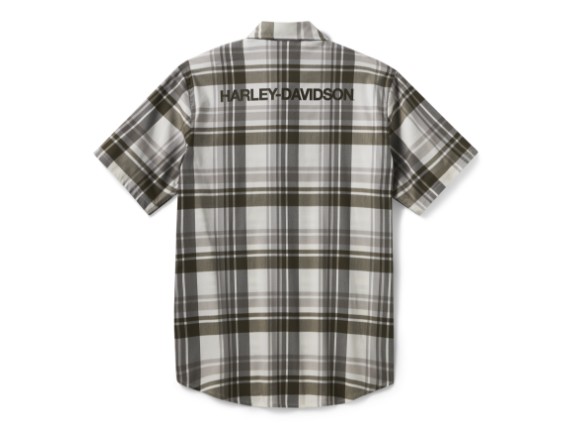 96201-26VM/000M, SHIRT-WOVEN,OFF WHITE/GREEN PL
