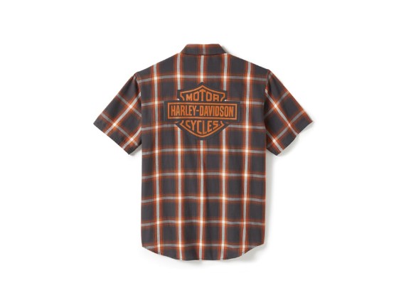 96402-25VM/000M, SHIRT-WOVEN,DARK GREY/ORANGE P