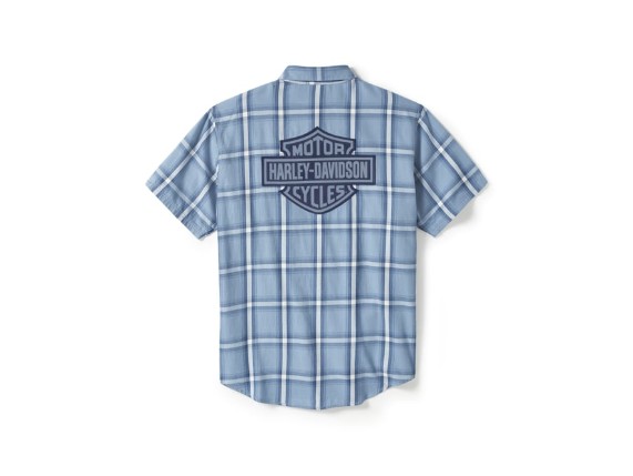 96403-25VM/000M, SHIRT-WOVEN,BLUE/OFF WHITE PLA
