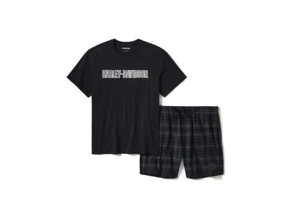 96469-25VM/000M, PAJAMA SET-KNIT/WOVEN,BLACK