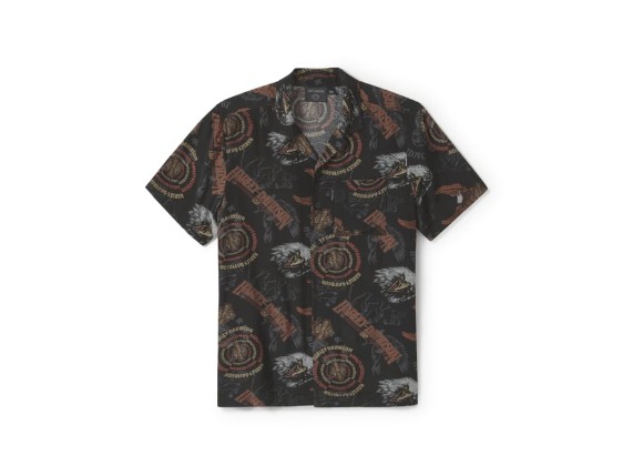 96509-25VM/000M, SHIRT-WOVEN,BLACK ALOHA PRINT